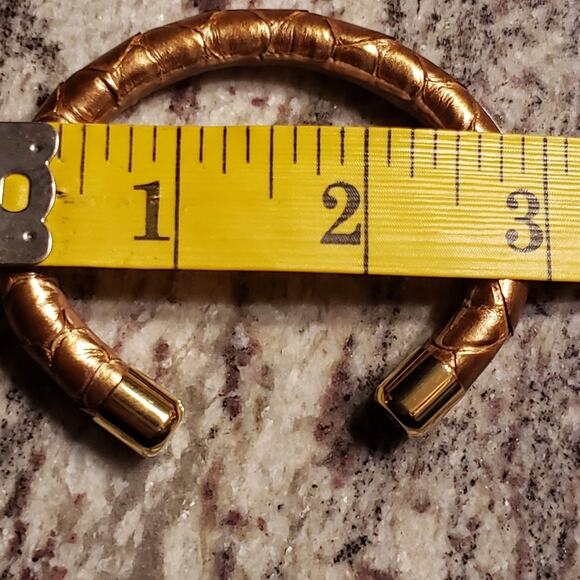 Rustic Cuff-Sheila Metalic gold snakeskin cuff bracelet - Picture 4 of 4